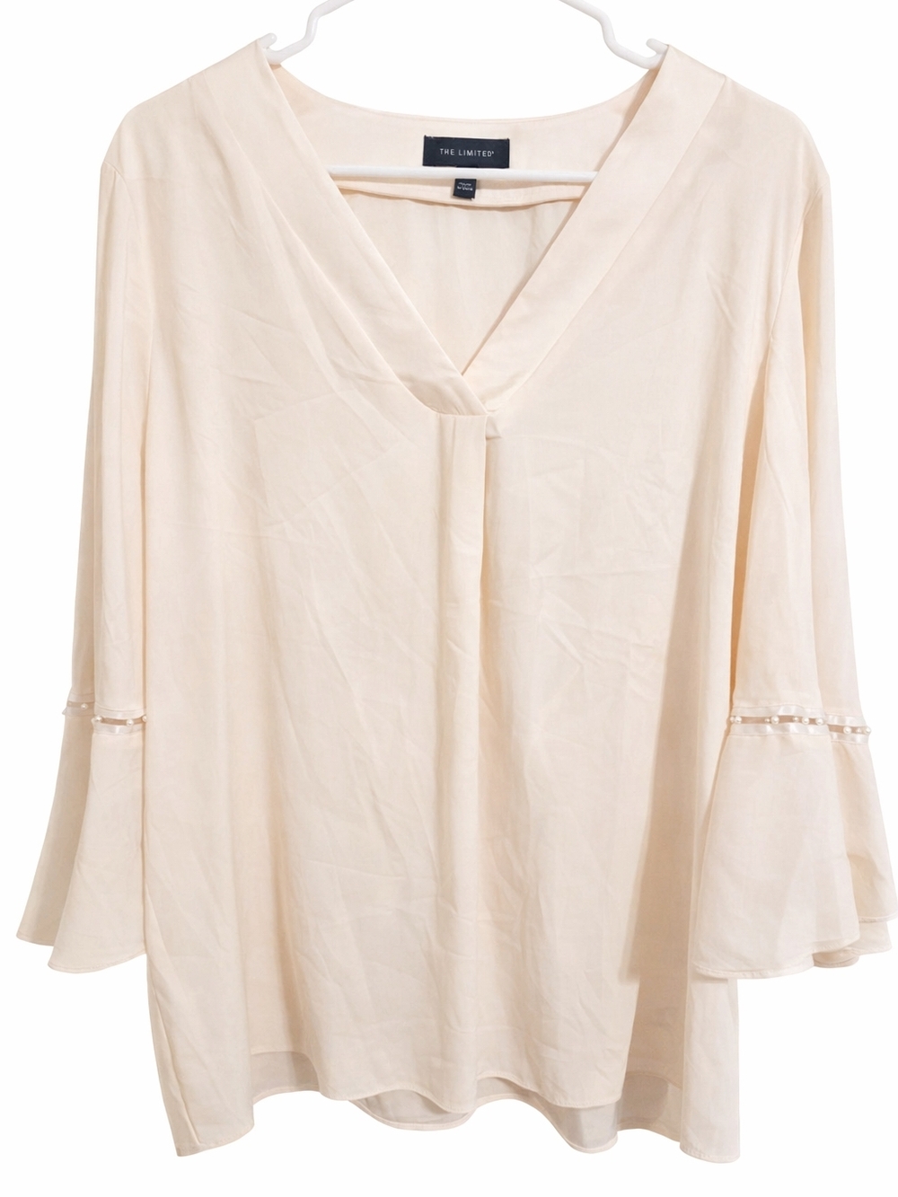 The Limited Ivory Bell‑Sleeve Blouse – Size Large